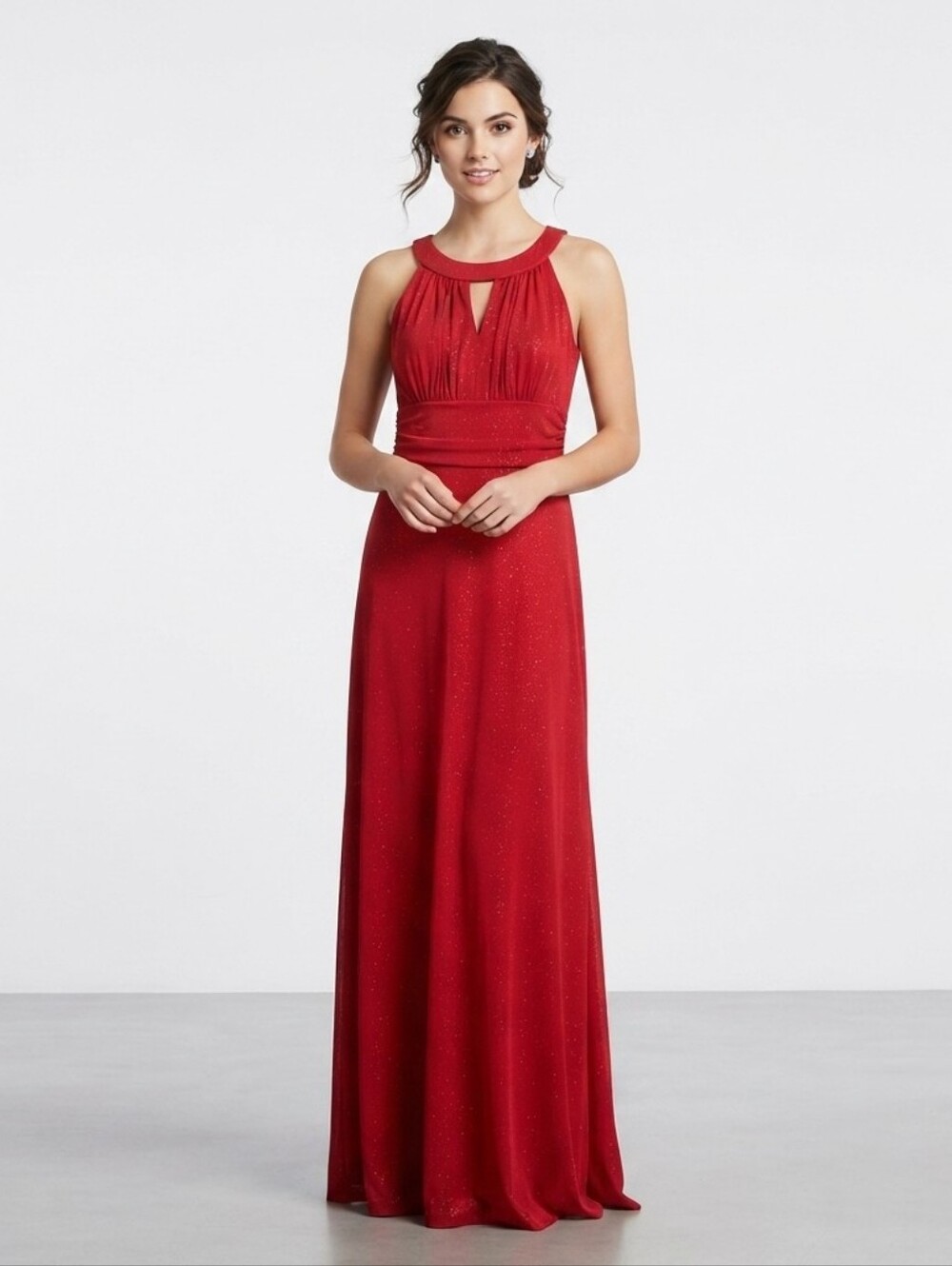 NEW Red Metallic Keyhole Evening Dress Sz 6/8